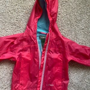 LLBean Raincoat, Size 2. Coral with blue accent